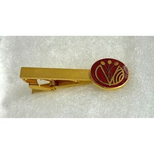 Vintage 1988 Plant Conference Japan Red Gold Tone Science Tie Bar Clip